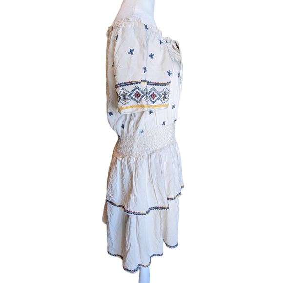 Francesca's Blue Rain Lushi Short Embroidered Off-The-Shoulder Dress Large - Picture 8 of 12